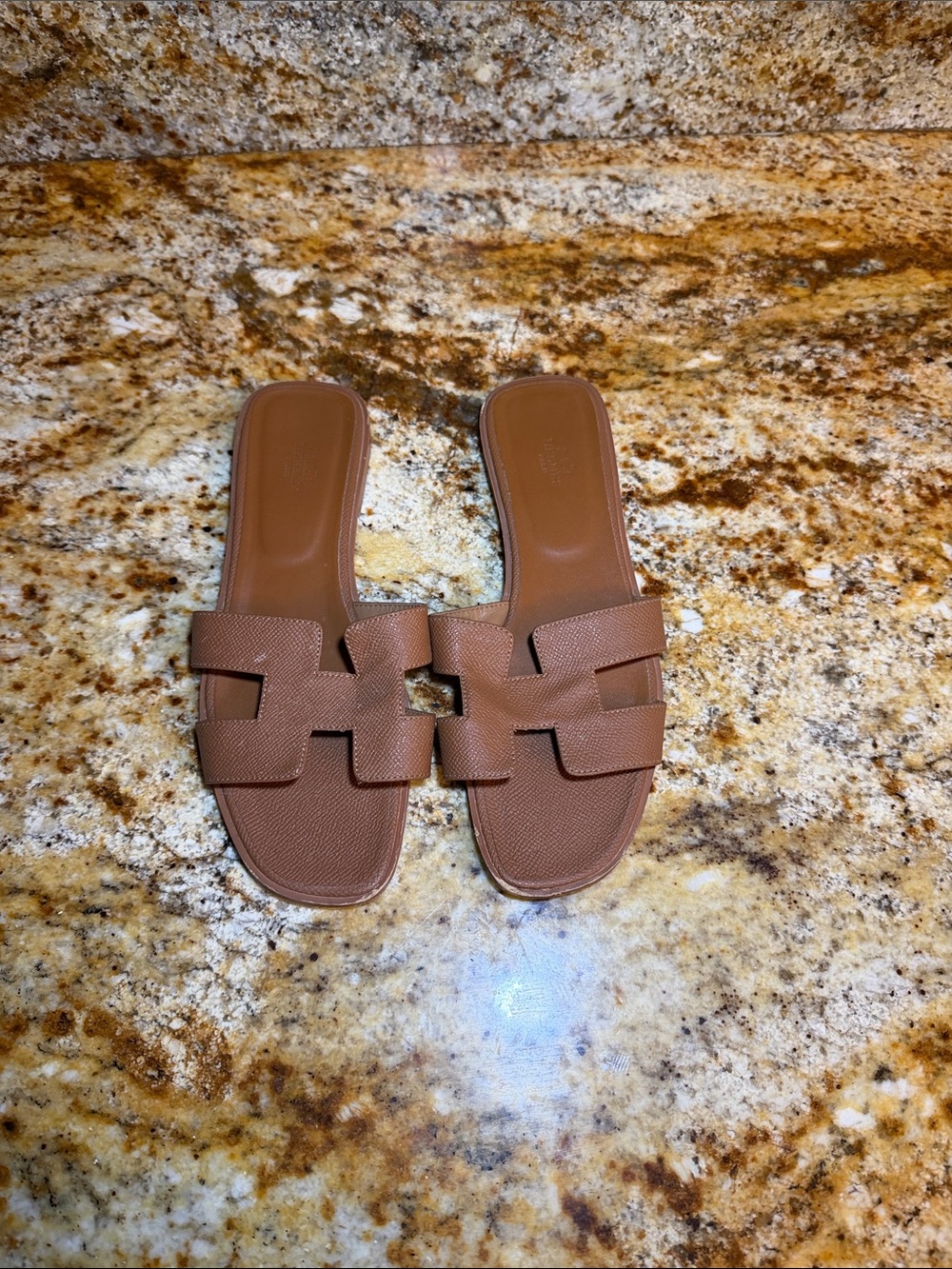 Hermes Brown Oran Slide Sandals